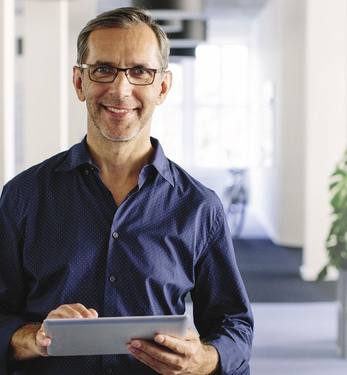 Man holding a tablet